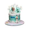 Elsa Frozen birthday cake with snowflake decorations and blue icing
